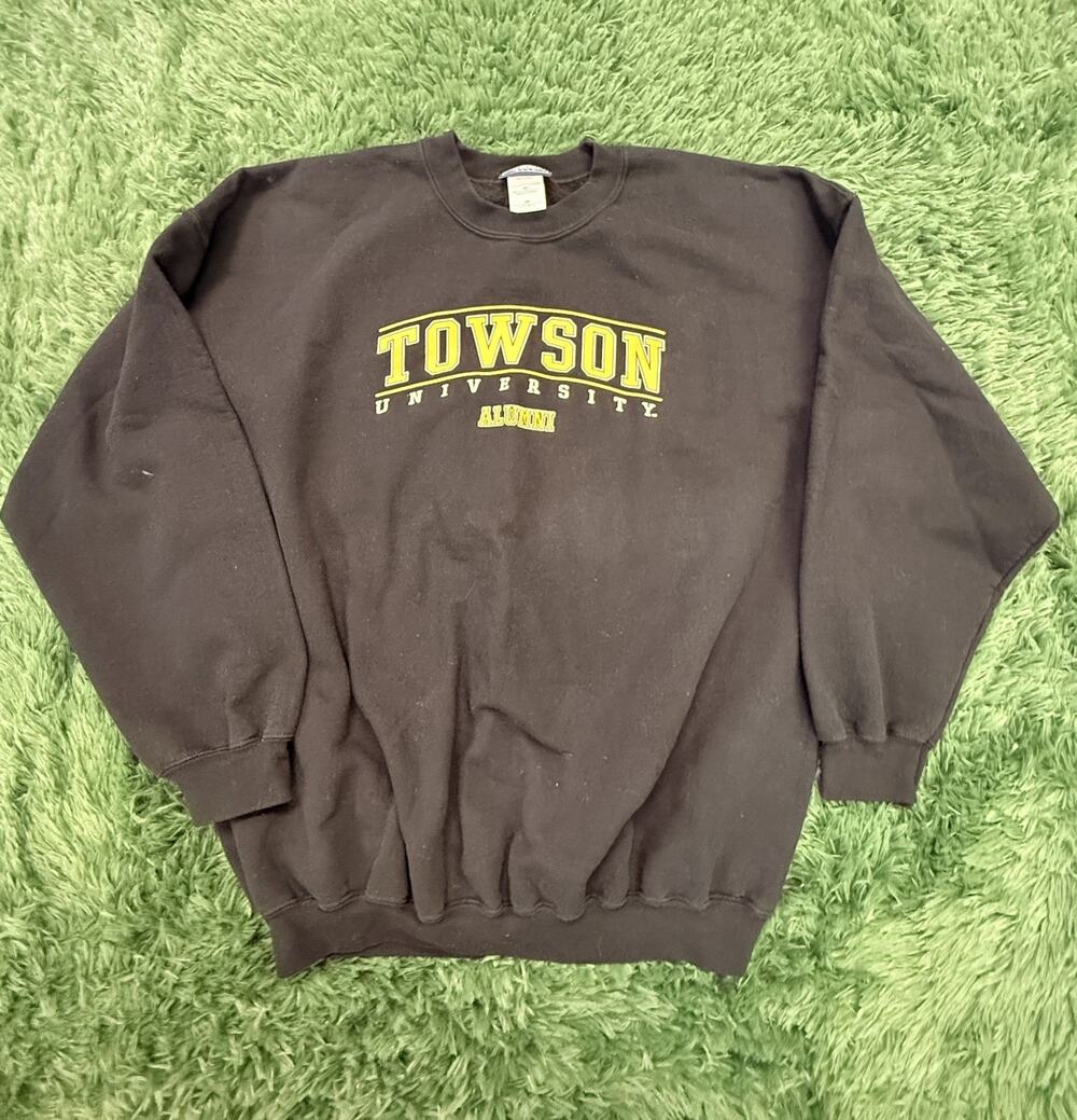 VTG Towson University Alumni Sweatshirt 2XL Black Perrin Wear NCAA College Fan